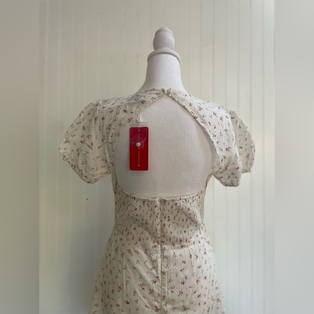 BEGINNING BOUTIQUE Abigail Mini Dress White Floral Ditsy Cottagecore Size 6 NWT - Picture 8 of 16